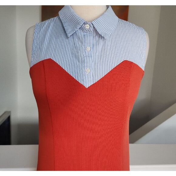 English Factory Red and Blue Striped Dress Size M - Picture 3 of 7
